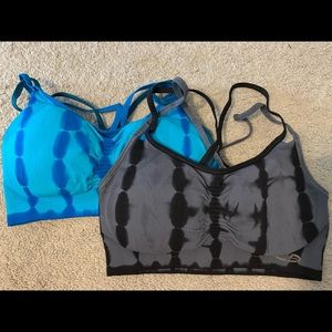 Two tie dye sports bras